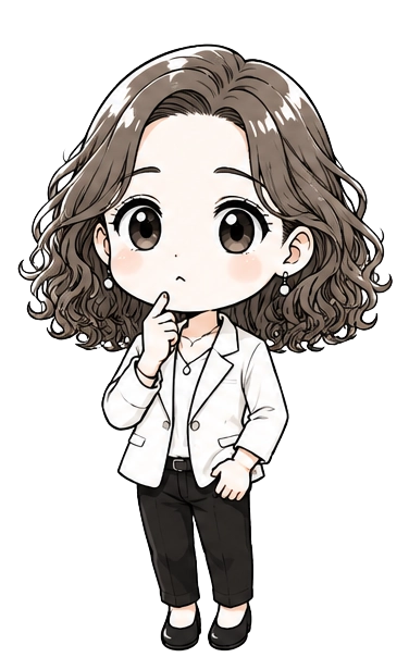 デザイン制作と事業デザイン計画のどちらに相談するか考える案内キャラクター